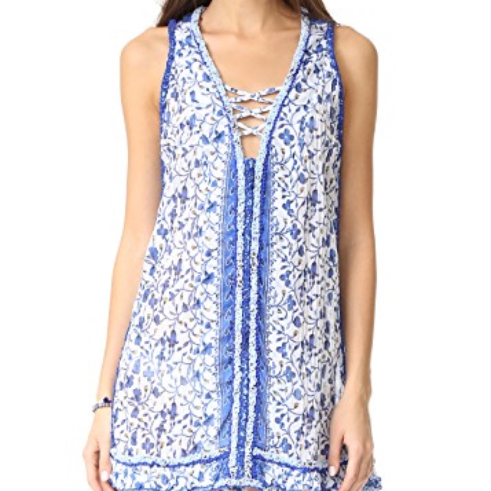 Poupette St Barth Bibi Dress, White Blue, M